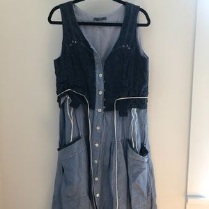 High EU42 / US10 linen cotton blue jean-like dress